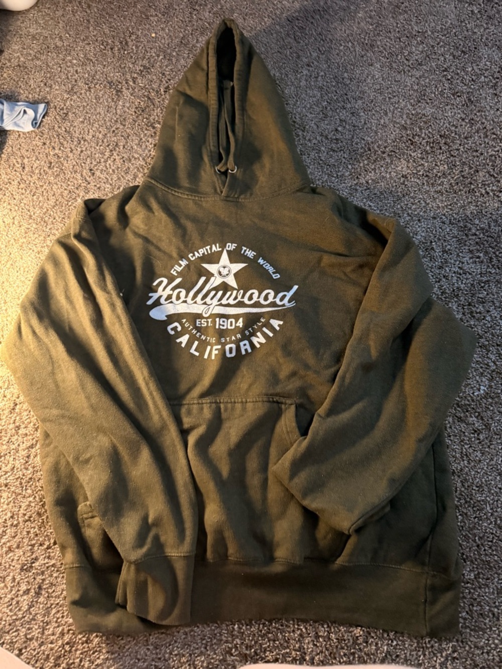 Hollywood California Olive Green Graphic Hoodie